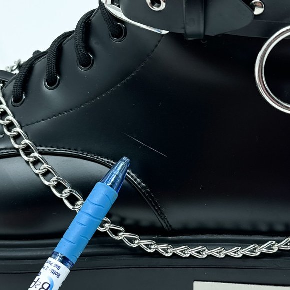 **SOLD**Koi Borin Metal Hardware Platform Combat Boots Black Mens 10 Chains - Picture 13 of 16